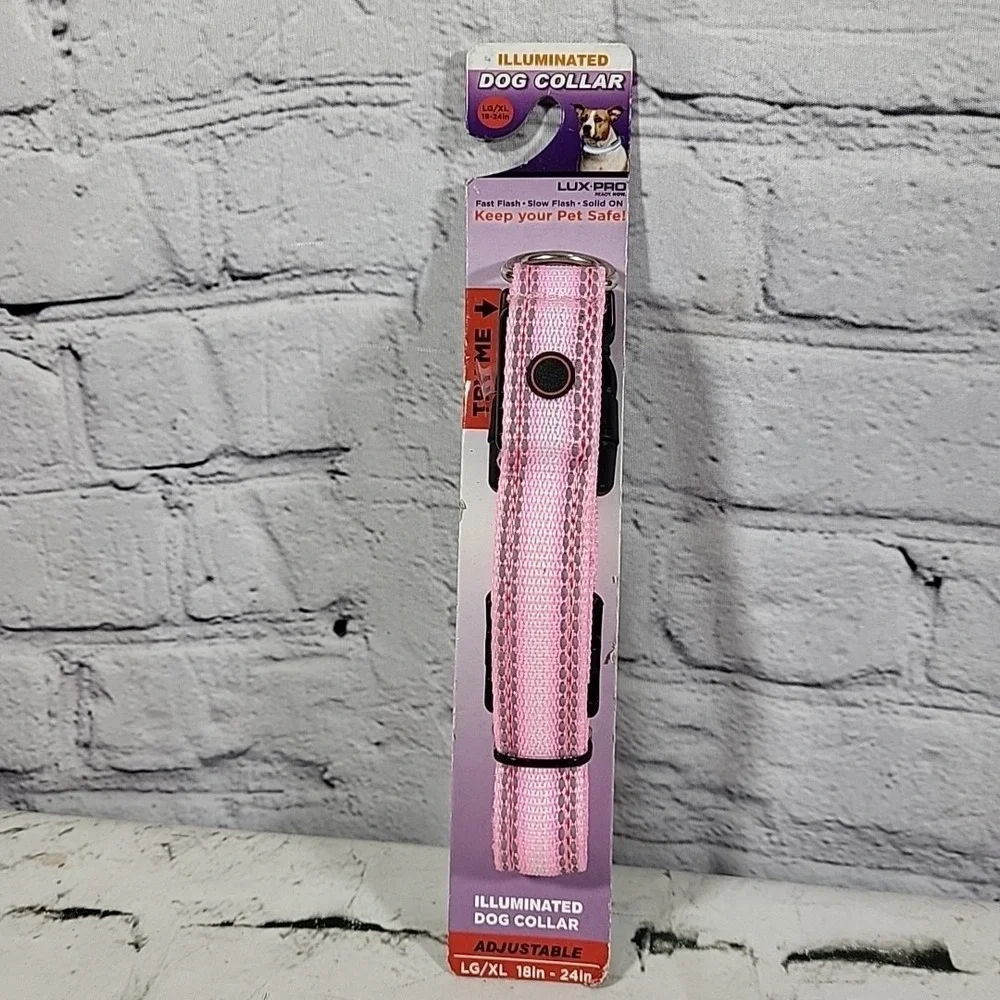 Illuminated Light-Up Dog Collar Lux Pro Pink Size L/XL New